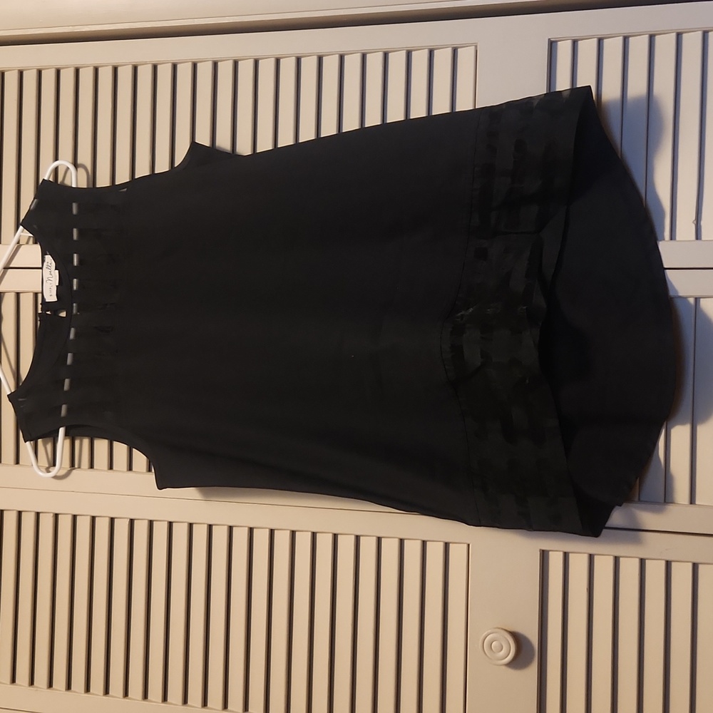 Simply Noelle black asymmetrical sleeveless dress with sheer accents size S/M